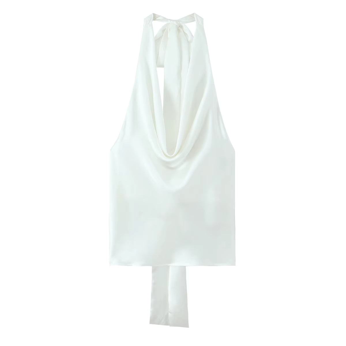 Top dos nu satiné à col drapé