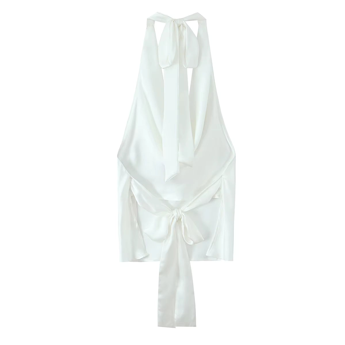 Top dos nu satiné à col drapé