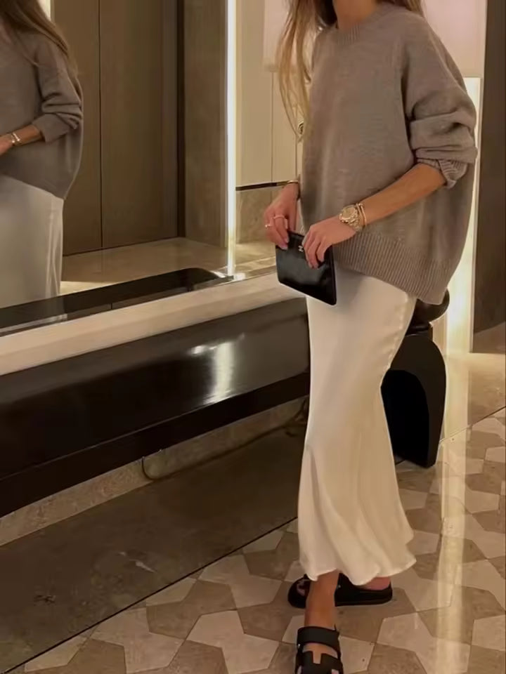 Jupe longue satinée fluide